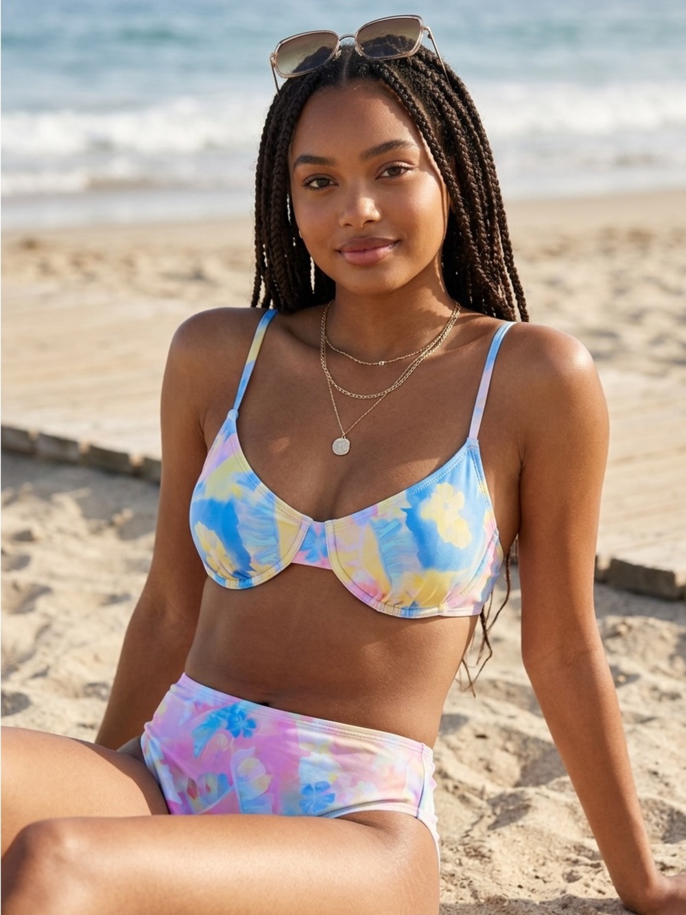 Salt + Cove Bikini Bottom NWT | Pastel Floral High‑Waist Swim Bottom | Size XS